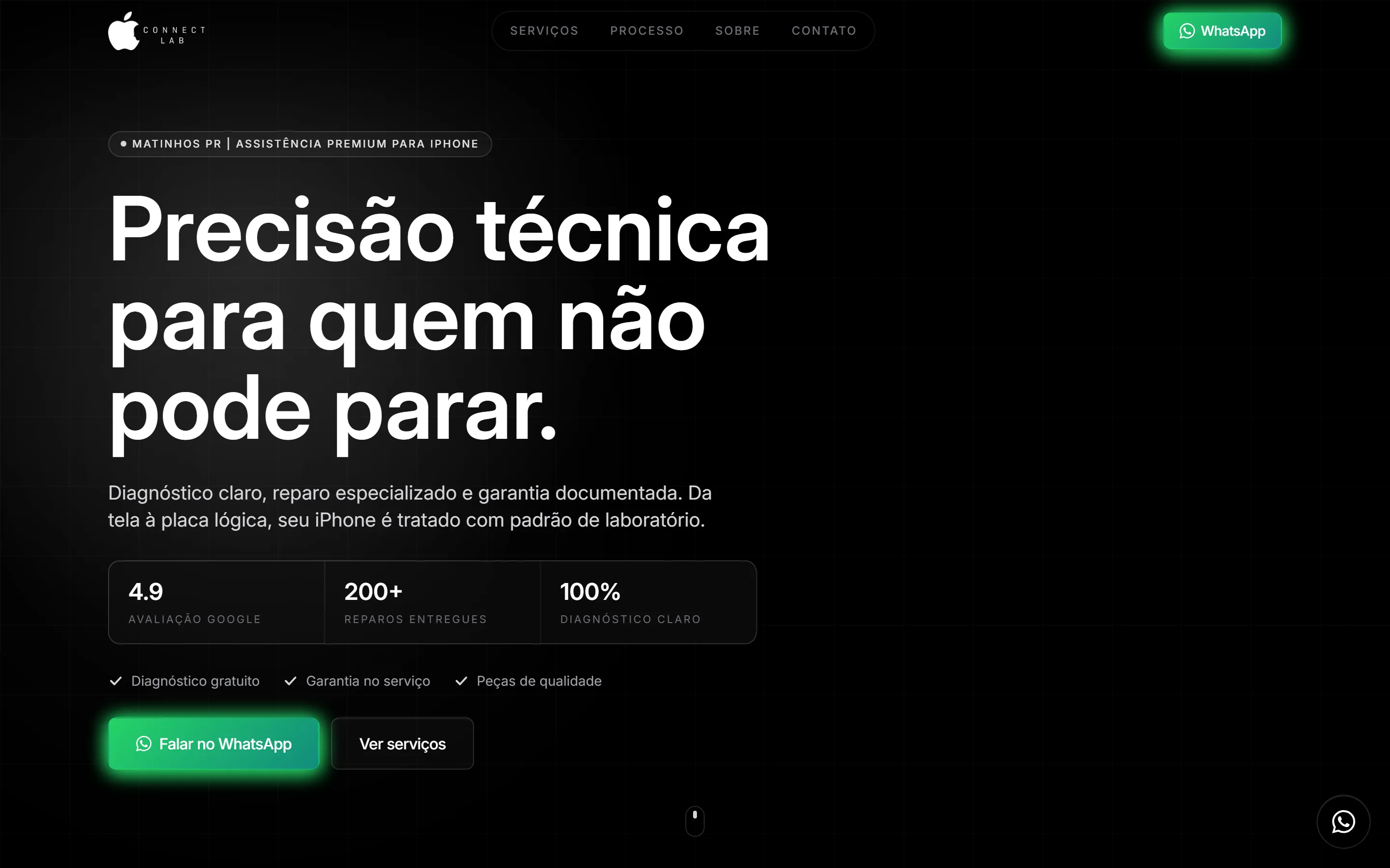 ConnectLab PR — site desenvolvido por Rafael Paulino (versão desktop)